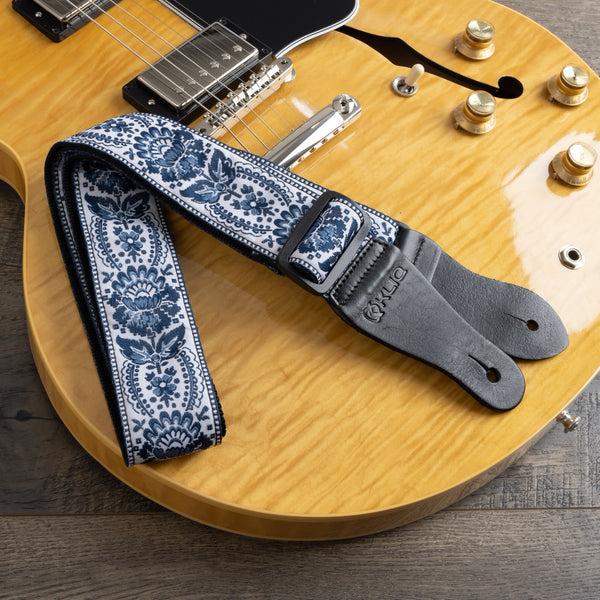 Vintage Woven Guitar Strap for Acoustic & Electric Guitars + 2 Free Rubber  Strap Locks, 2 Free Guitar Picks & 1 Free Lace | '60s Jacquard Weave 