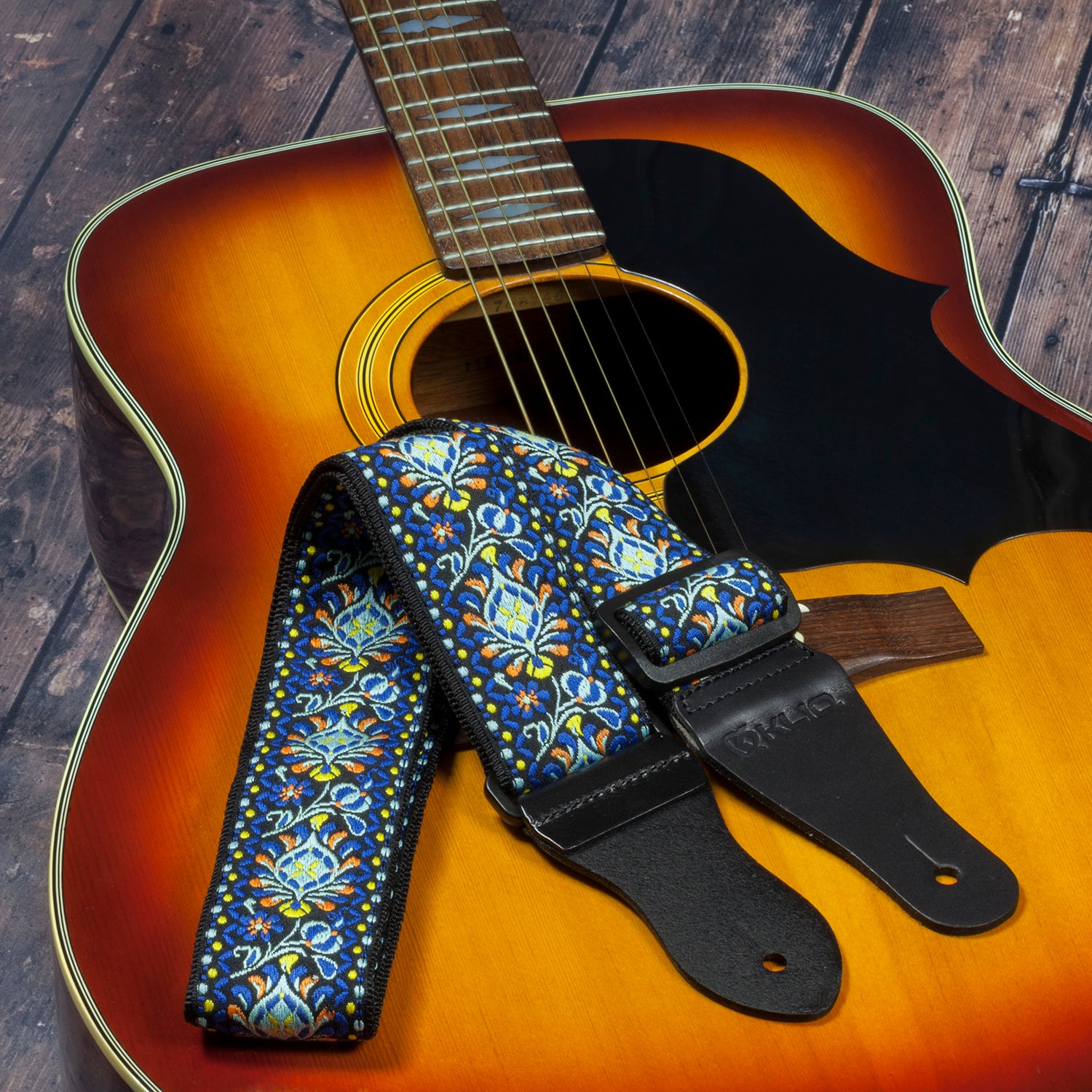 Vintage Woven Guitar Strap for Acoustic & Electric Guitars + 2